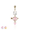 316L SURGICAL STEEL ARROW MULTI CZ HEART DANGLE BELLY BUTTON NAVEL RING 